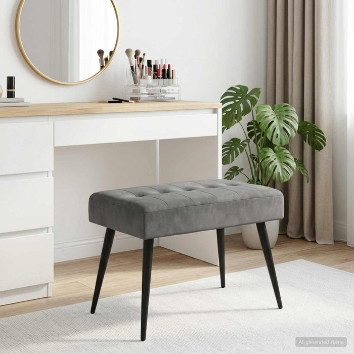 Bancă cu butoane capitonate Gri închis 60 x 40 x 45 cm Catifea - WALTI WALTI