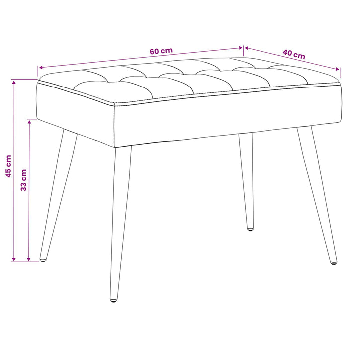 Bancă cu butoane capitonate Gri închis 60 x 40 x 45 cm Catifea WALTI
