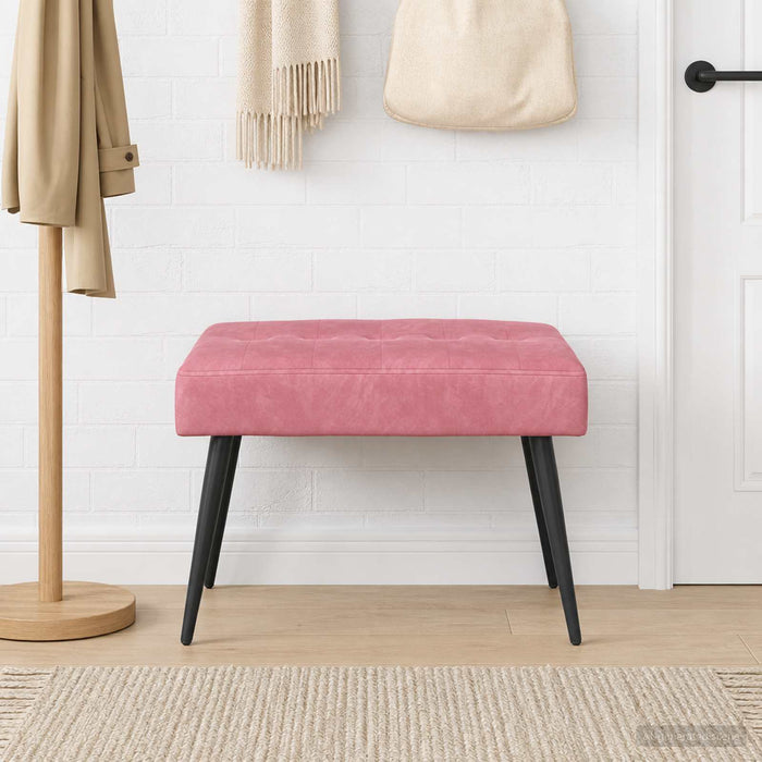 Bancă cu butoane capitonate Roz 60 x 40 x 45 cm Catifea - WALTI WALTI