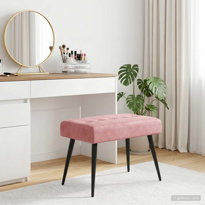 Bancă cu butoane capitonate Roz 60 x 40 x 45 cm Catifea - WALTI WALTI