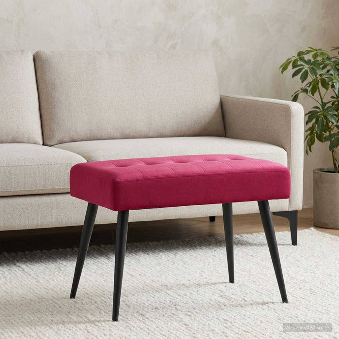 Bancă cu butoane capitonate Roșu Vin 60 x 40 x 45 cm Catifea - WALTI WALTI