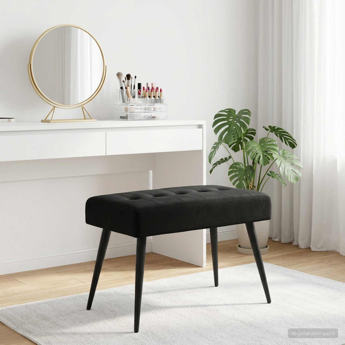 Bancă cu butoane capitonate Negru 60 x 40 x 45 cm Catifea - WALTI WALTI