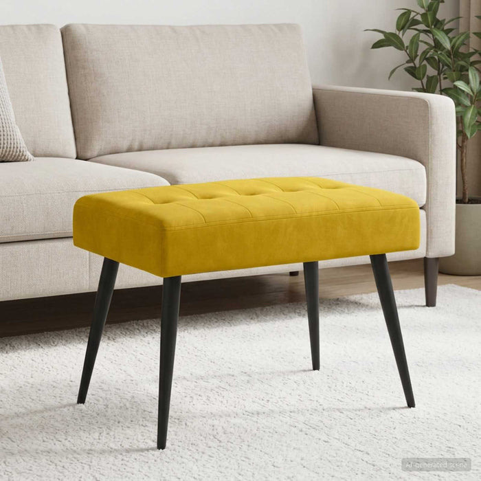 Bancă cu butoane capitonate Galben 60 x 40 x 45 cm Catifea - WALTI WALTI