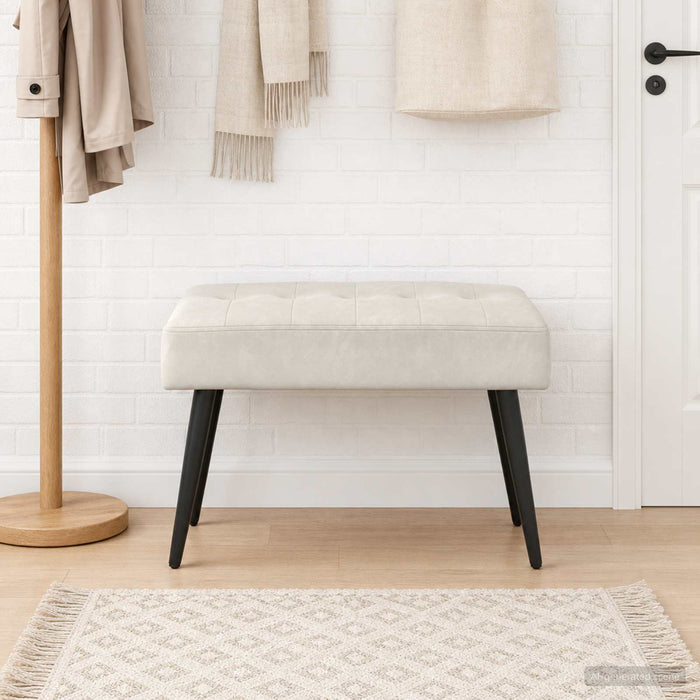 Bancă cu butoane capitonate Crem 60 x 40 x 45 cm Catifea - WALTI WALTI