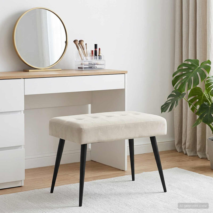 Bancă cu butoane capitonate Crem 60 x 40 x 45 cm Catifea - WALTI WALTI