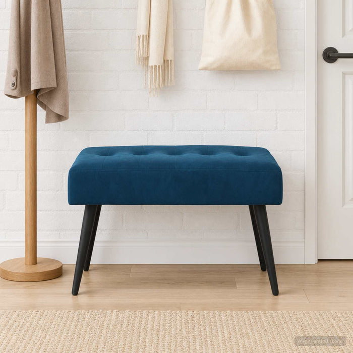 Bancă cu butoane capitonate albastru 60 x 40 x 45 cm Catifea - WALTI WALTI