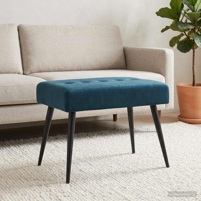 Bancă cu butoane capitonate albastru 60 x 40 x 45 cm Catifea - WALTI WALTI