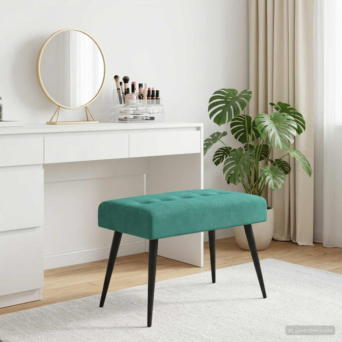 Bancă cu butoane capitonate Turcoaz 60 x 40 x 45 cm Catifea - WALTI WALTI