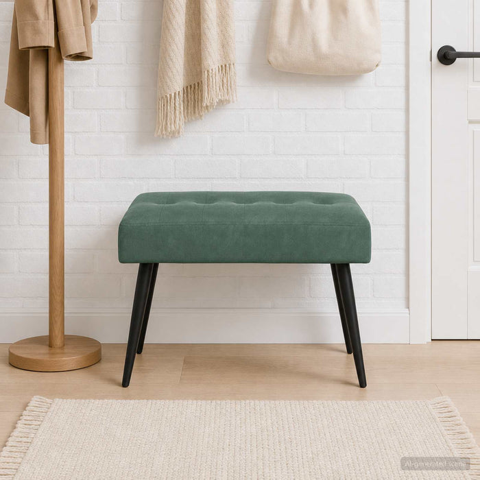 Bancă cu butoane capitonate Verde Mării 60 x 40 x 45 cm Catifea - WALTI WALTI