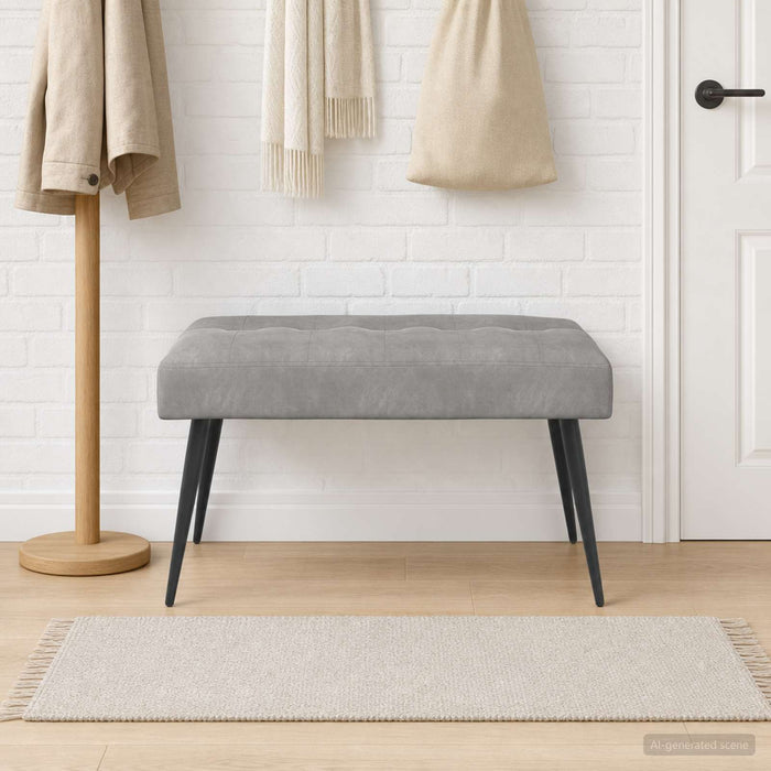Bancă cu butoane capitonate Gri deschis 80 x 40 x 46 cm Catifea - WALTI WALTI