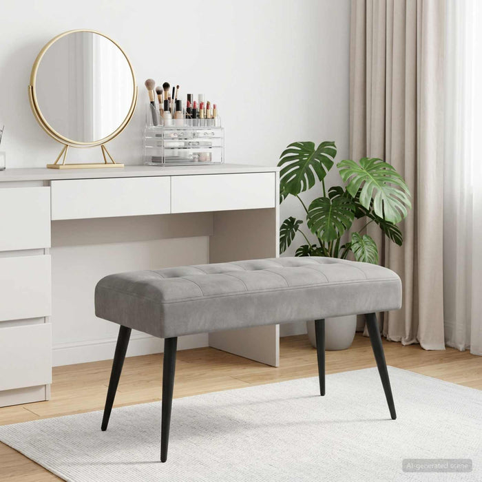 Bancă cu butoane capitonate Gri deschis 80 x 40 x 46 cm Catifea - WALTI WALTI
