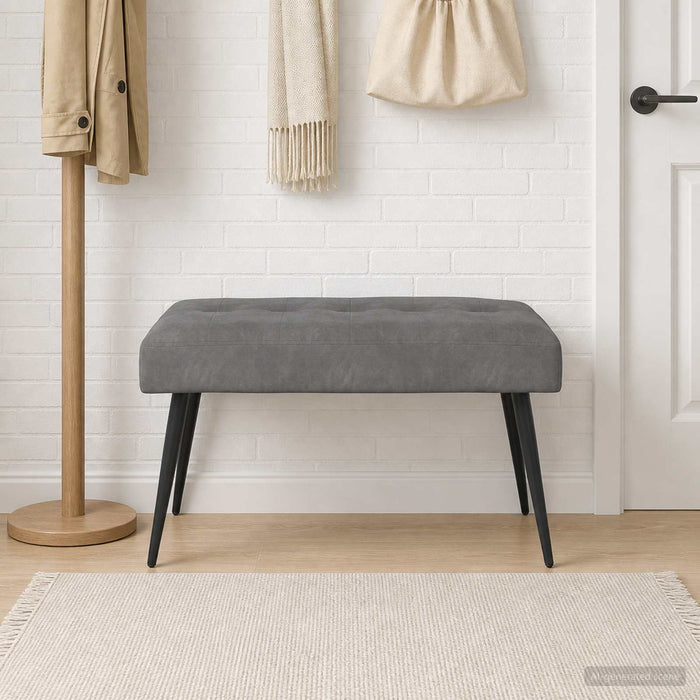 Bancă cu butoane capitonate Gri închis 80 x 40 x 46 cm Catifea - WALTI WALTI