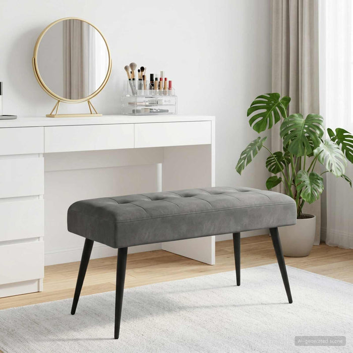 Bancă cu butoane capitonate Gri închis 80 x 40 x 46 cm Catifea - WALTI WALTI