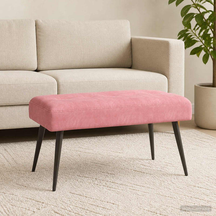 Bancă cu butoane capitonate Roz 80 x 40 x 46 cm Catifea - WALTI WALTI