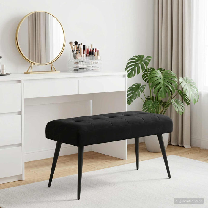 Bancă cu butoane capitonate Negru 80 x 40 x 46 cm Catifea - WALTI WALTI