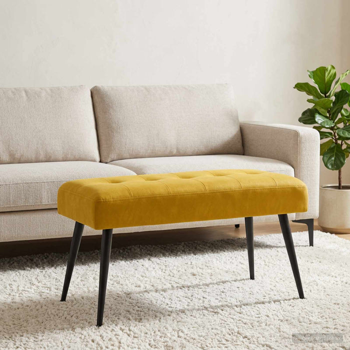 Bancă cu butoane capitonate Galben 80 x 40 x 46 cm Catifea - WALTI WALTI