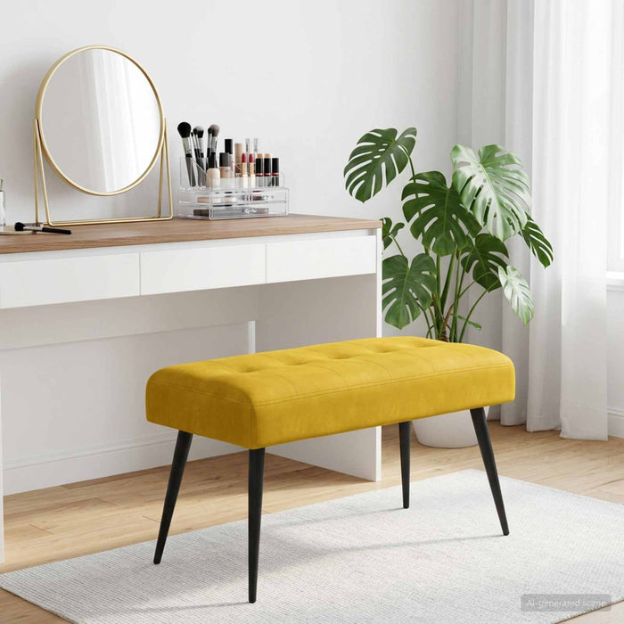 Bancă cu butoane capitonate Galben 80 x 40 x 46 cm Catifea - WALTI WALTI