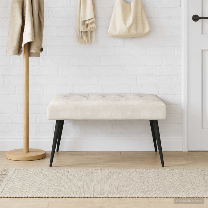 Bancă cu butoane capitonate Crem 80 x 40 x 46 cm Catifea - WALTI WALTI