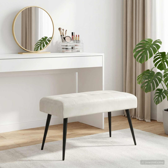 Bancă cu butoane capitonate Crem 80 x 40 x 46 cm Catifea - WALTI WALTI