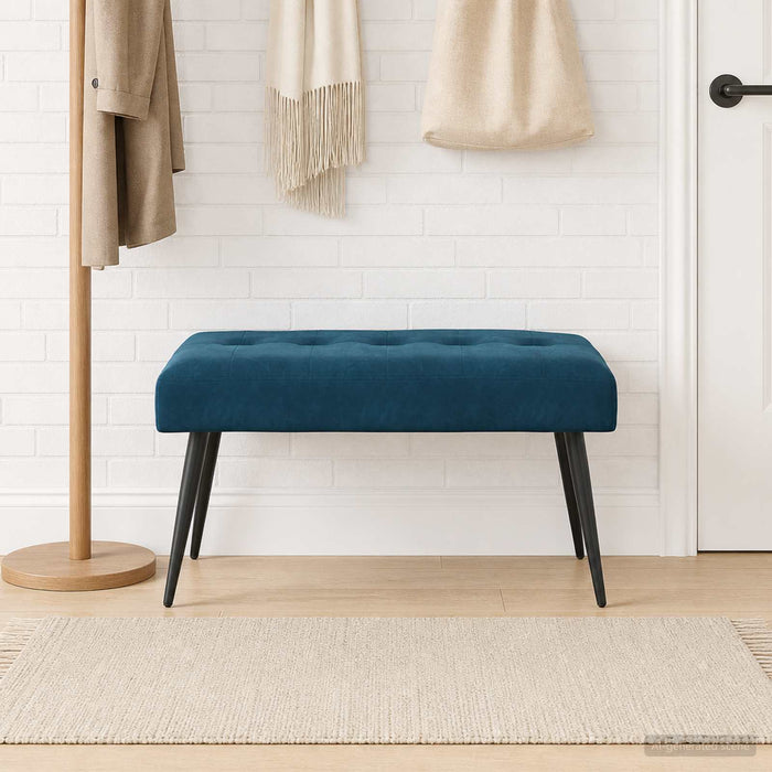 Bancă cu butoane capitonate albastru 80 x 40 x 46 cm Catifea - WALTI WALTI