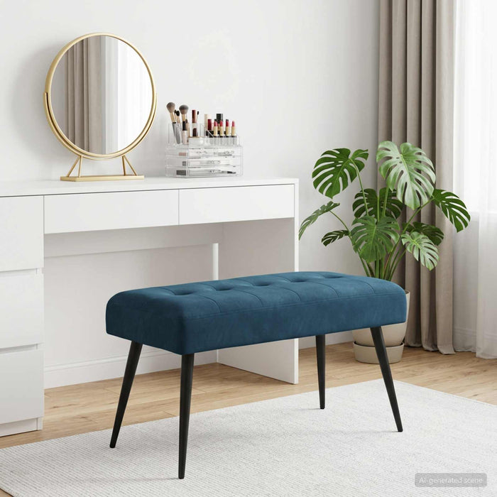 Bancă cu butoane capitonate albastru 80 x 40 x 46 cm Catifea - WALTI WALTI