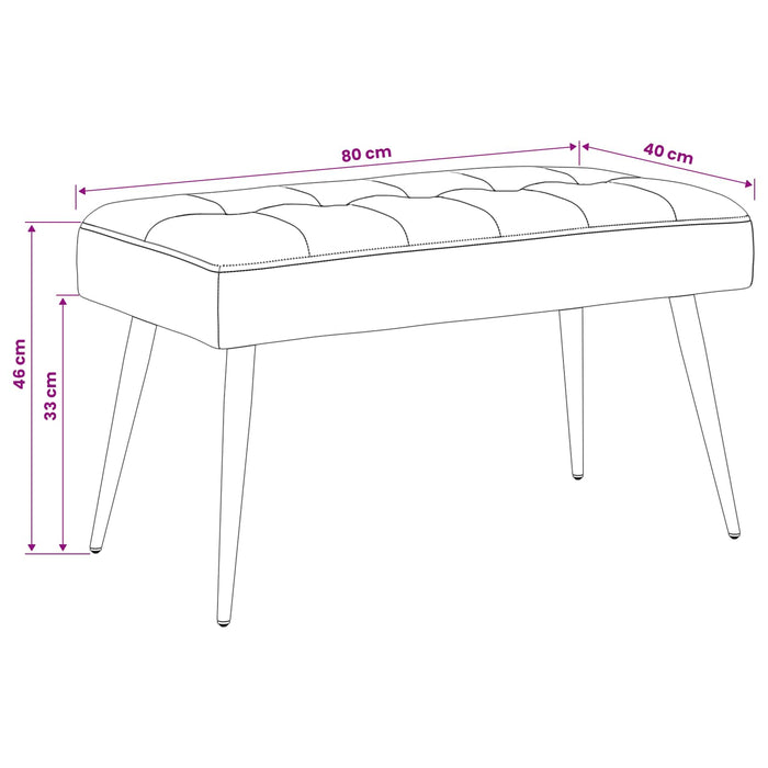 Bancă cu butoane capitonate albastru 80 x 40 x 46 cm Catifea WALTI
