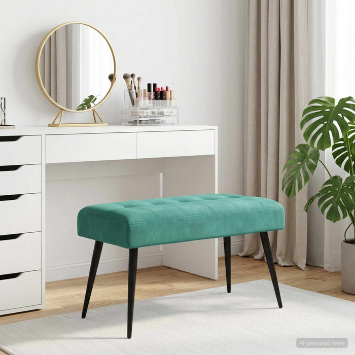Bancă cu butoane capitonate Turcoaz 80 x 40 x 46 cm Catifea - WALTI WALTI