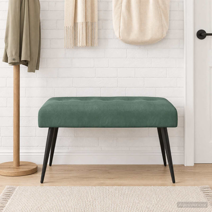 Bancă cu butoane capitonate Verde Mării 80 x 40 x 46 cm Catifea - WALTI WALTI