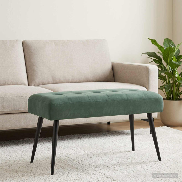 Bancă cu butoane capitonate Verde Mării 80 x 40 x 46 cm Catifea - WALTI WALTI