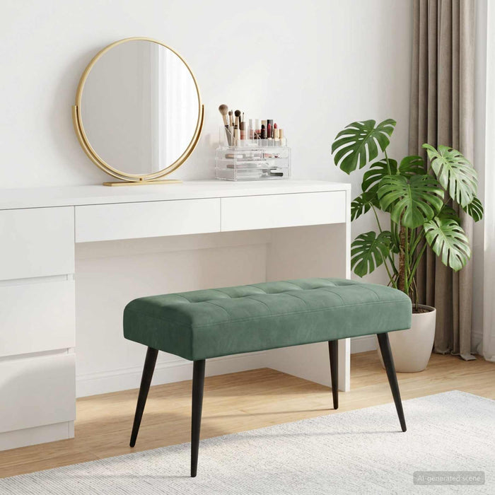 Bancă cu butoane capitonate Verde Mării 80 x 40 x 46 cm Catifea - WALTI WALTI