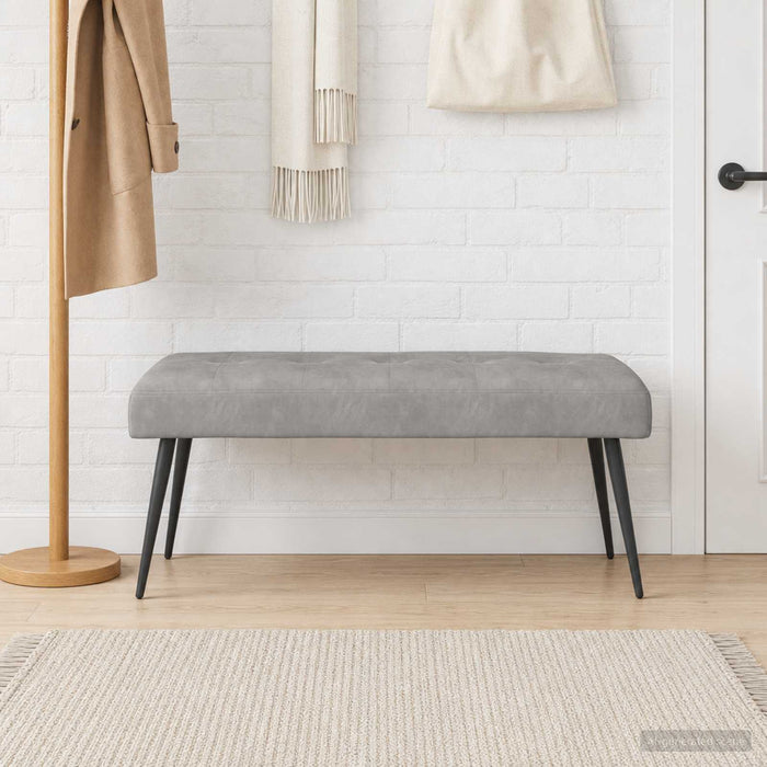 Bancă cu butoane capitonate Gri deschis 110 x 40 x 46 cm - WALTI WALTI