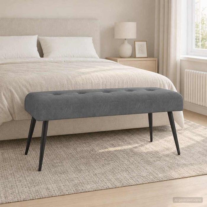 Bancă cu butoane capitonate Gri închis 110 x 40 x 46 cm Catifea - WALTI WALTI