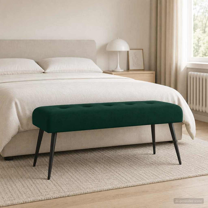 Bancă cu butoane capitonate Verde închis 110 x 40 x 46 cm - WALTI WALTI