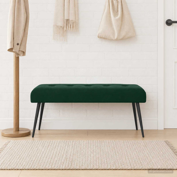 Bancă cu butoane capitonate Verde închis 110 x 40 x 46 cm - WALTI WALTI