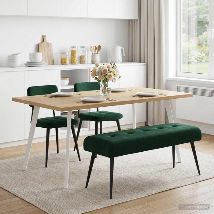 Bancă cu butoane capitonate Verde închis 110 x 40 x 46 cm - WALTI WALTI