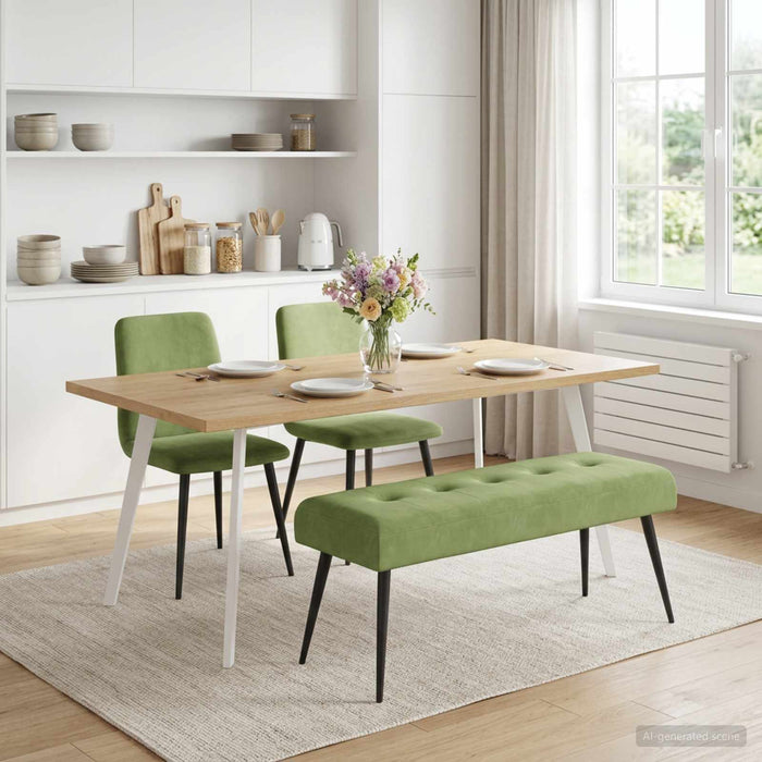 Bancă cu butoane capitonate Verde deschis 110 x 40 x 46 cm - WALTI WALTI