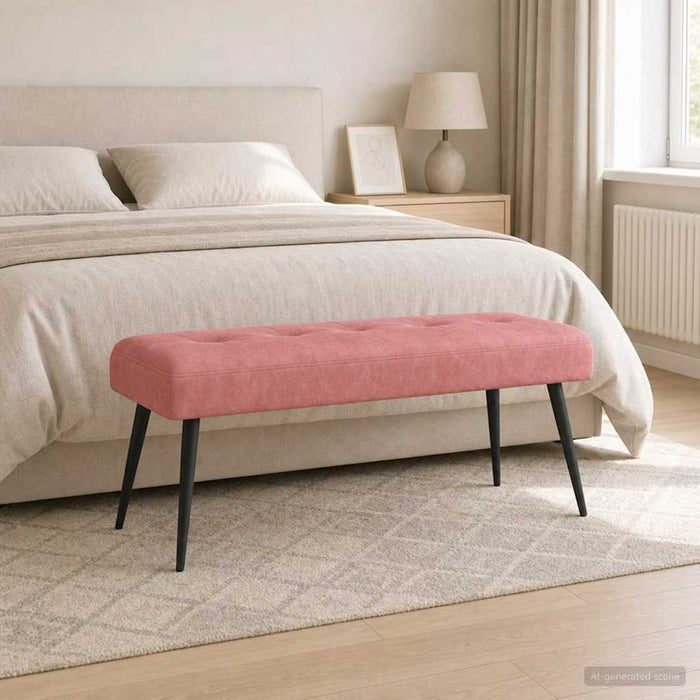 Bancă cu butoane capitonate Roz 110 x 40 x 46 cm Catifea - WALTI WALTI