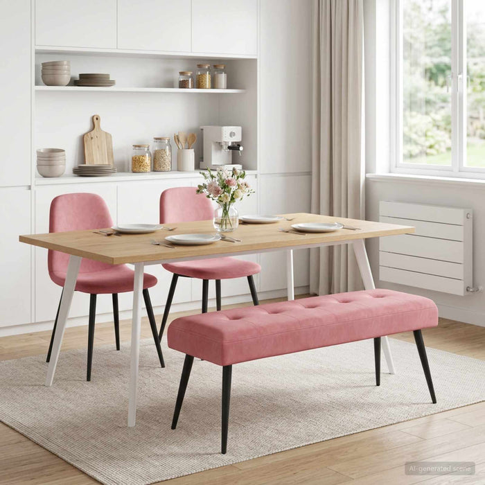 Bancă cu butoane capitonate Roz 110 x 40 x 46 cm Catifea - WALTI WALTI