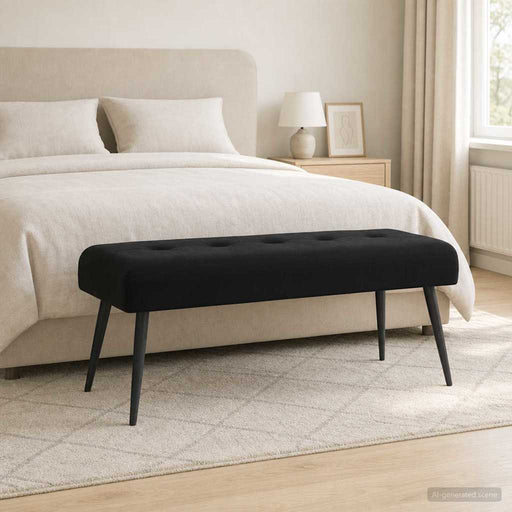 Bancă cu butoane capitonate Negru 110 x 40 x 46 cm Catifea - WALTI WALTI
