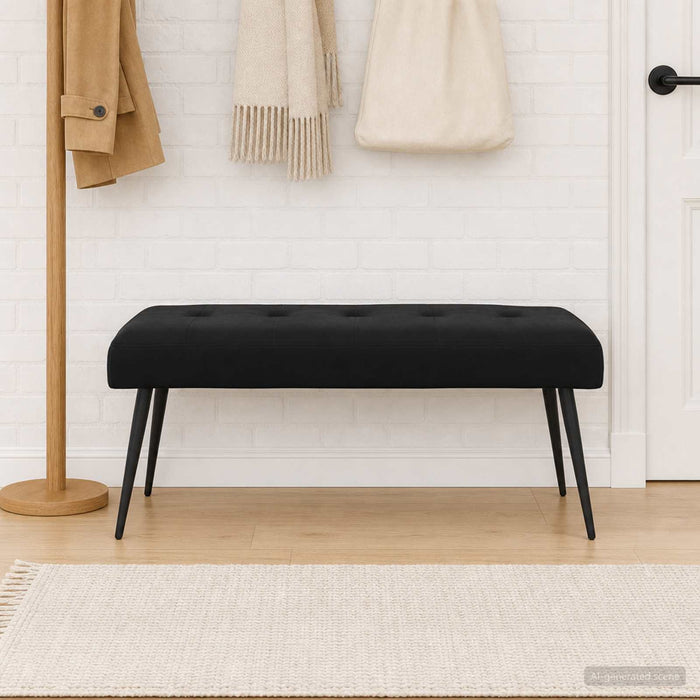 Bancă cu butoane capitonate Negru 110 x 40 x 46 cm Catifea - WALTI WALTI