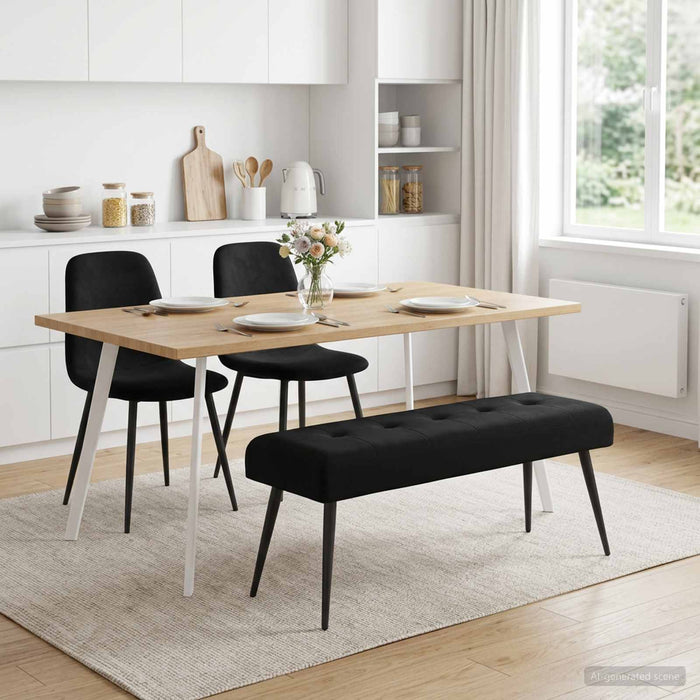 Bancă cu butoane capitonate Negru 110 x 40 x 46 cm Catifea - WALTI WALTI
