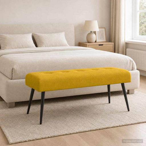 Bancă cu butoane capitonate Galben 110 x 40 x 46 cm Catifea - WALTI WALTI