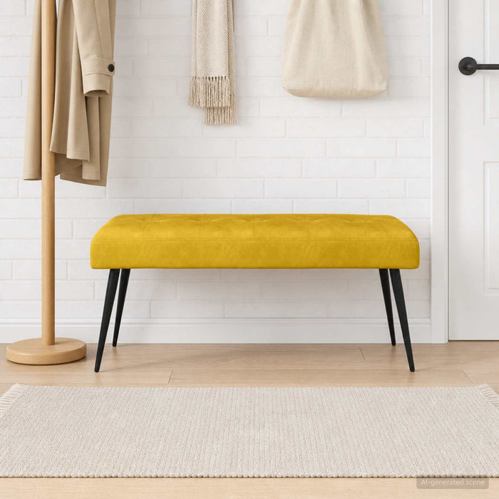 Bancă cu butoane capitonate Galben 110 x 40 x 46 cm Catifea - WALTI WALTI
