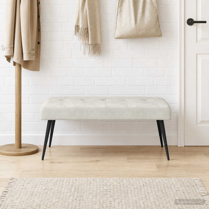 Bancă cu butoane capitonate Crem 110 x 40 x 46 cm Catifea - WALTI WALTI