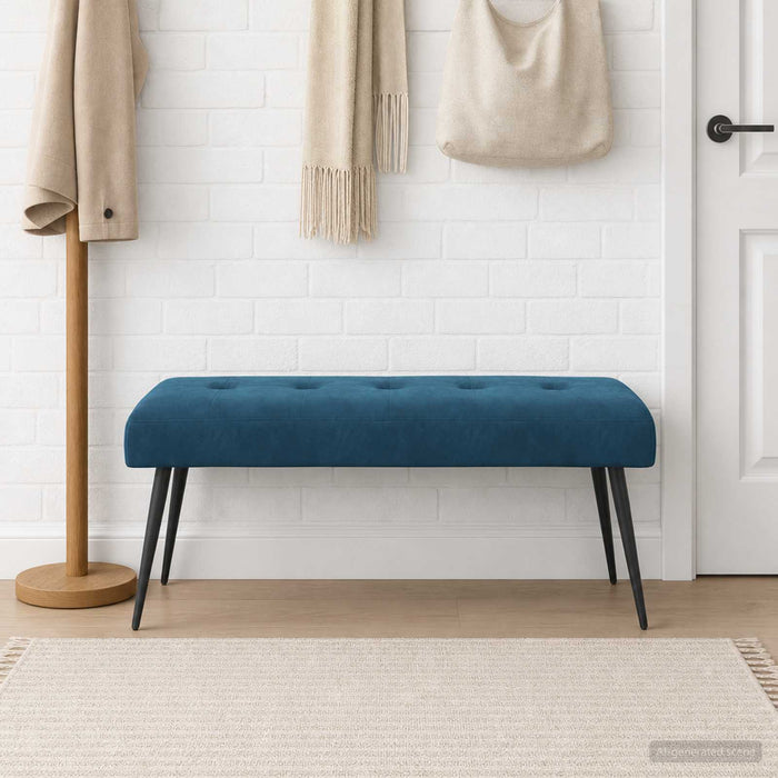 Bancă cu butoane capitonate albastru 110 x 40 x 46 cm Catifea - WALTI WALTI