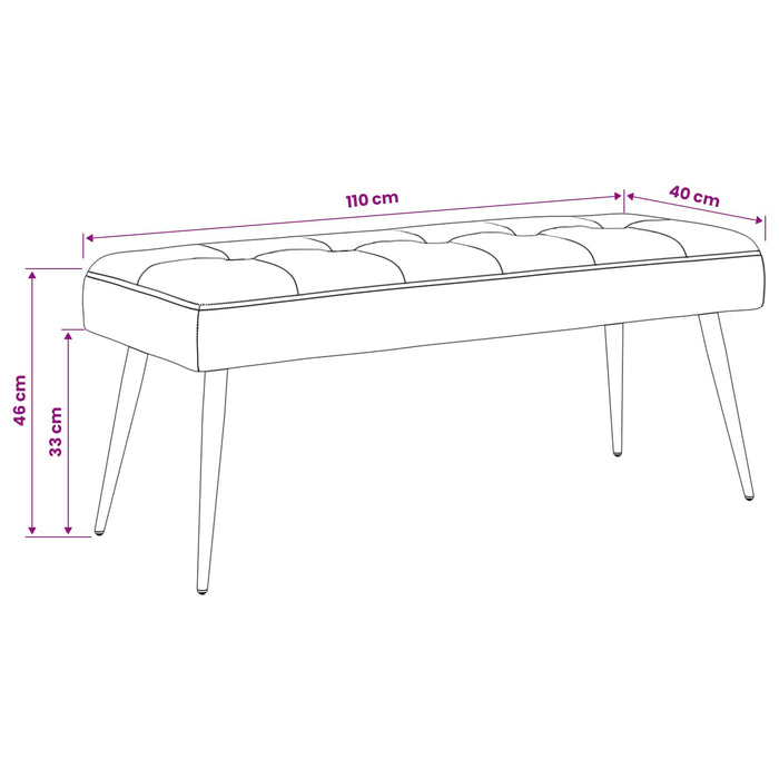 Bancă cu butoane capitonate Turcoaz 110 x 40 x 46 cm Catifea WALTI