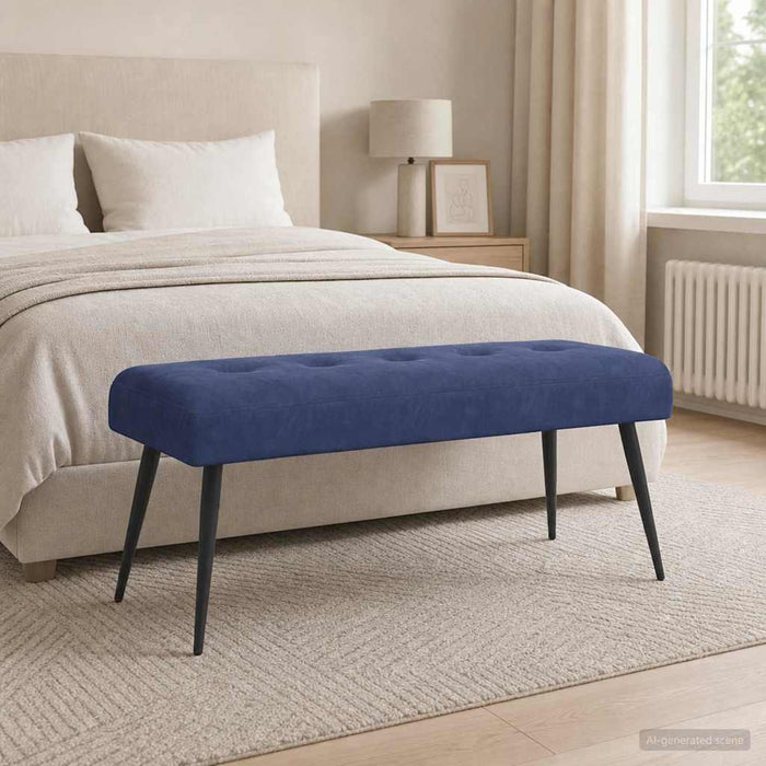 Bancă cu butoane capitonate Albastru Poliție 110 x 40 x 46 cm - WALTI WALTI