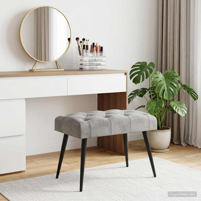 Bancă cu butoane capitonate Gri deschis 60 x 40 x 45 cm Catifea - WALTI WALTI