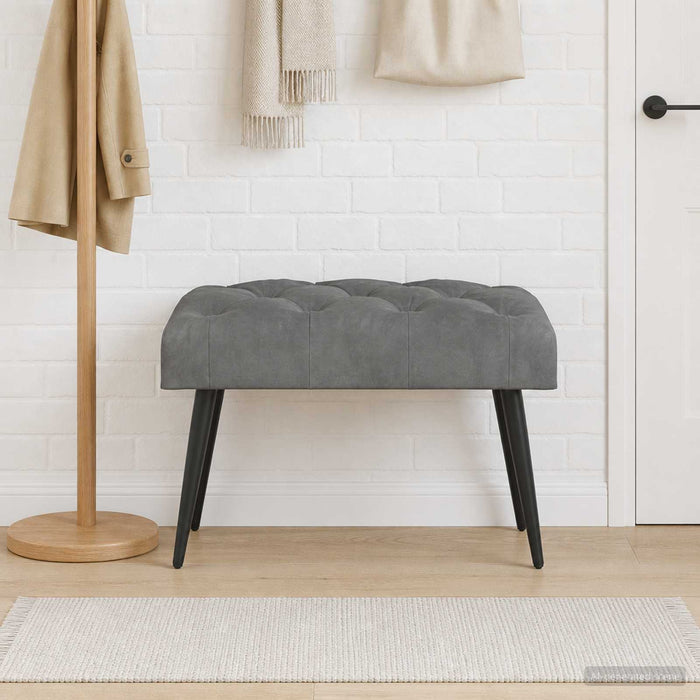Bancă cu butoane capitonate Gri închis 60 x 40 x 45 cm Catifea - WALTI WALTI