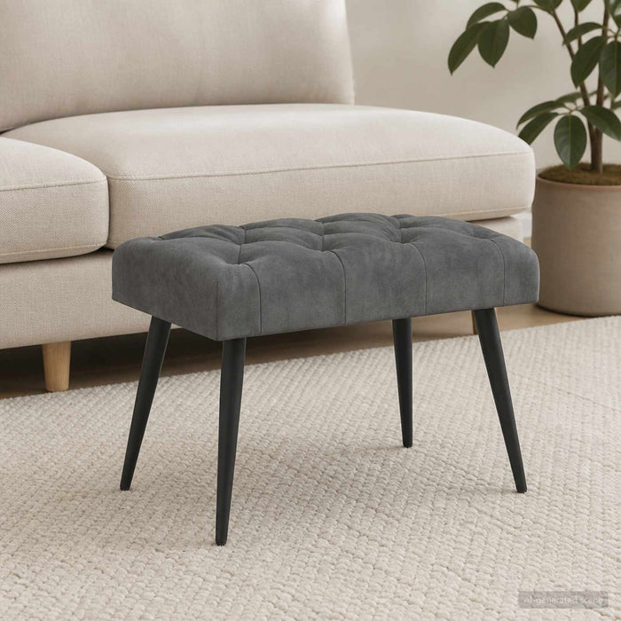 Bancă cu butoane capitonate Gri închis 60 x 40 x 45 cm Catifea - WALTI WALTI